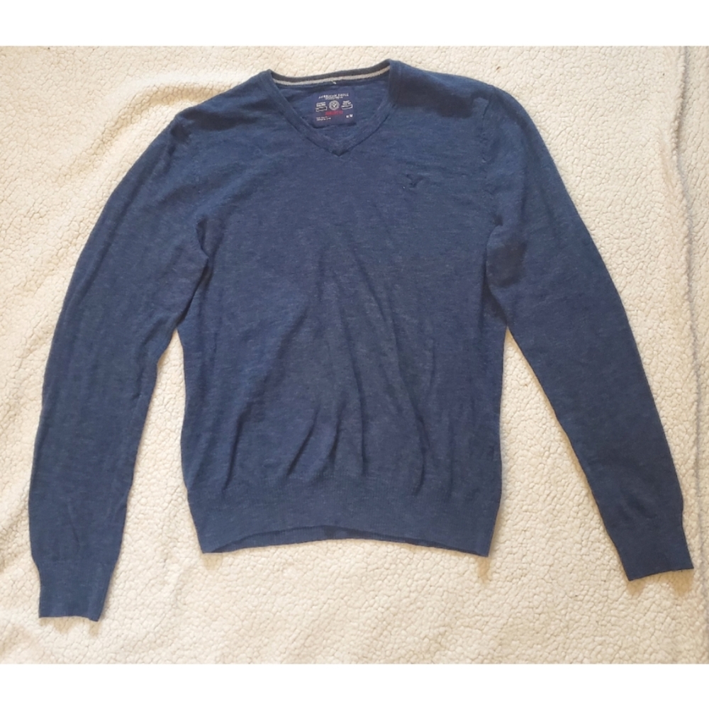 American Eagle Athletic Fit Blue V-Neck Sweater